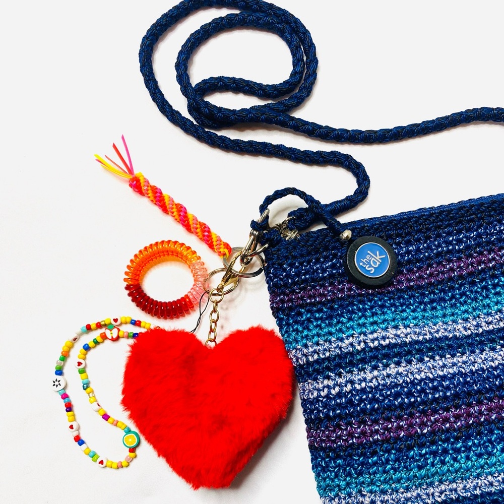 Red Heart Plush Y2K Keychain Set. Cute Keychains For Women. Handbag Charms